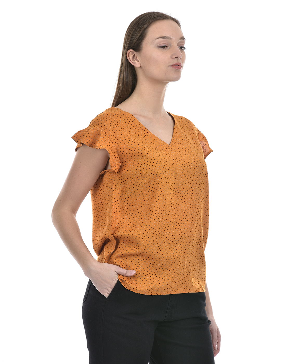 Numero Uno Women All Over Print Orange Top